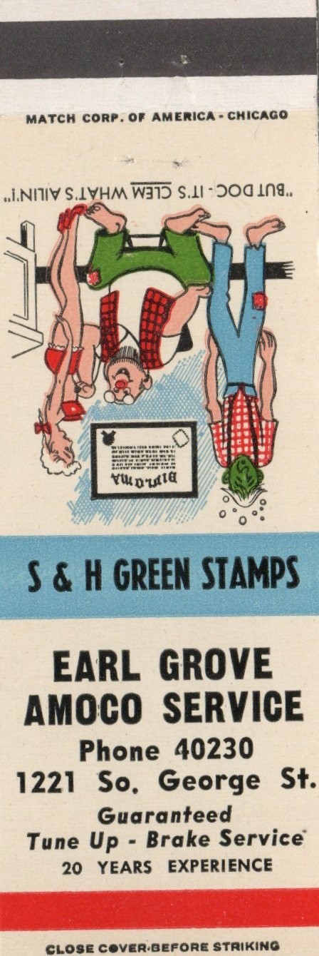 Vintage Matchcover Earl Grove Amoco Service Vintage Matchcover Earl Grove Amoco Service