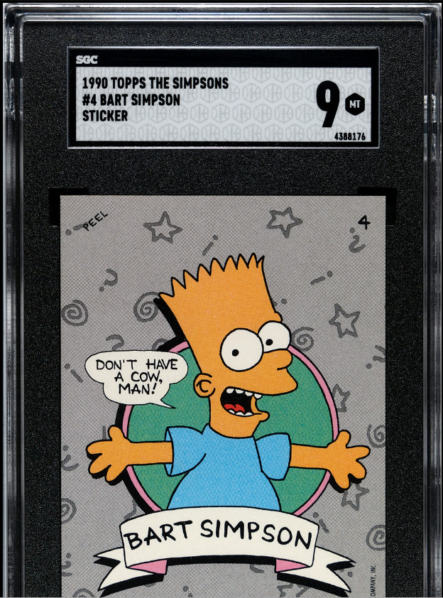 1990 TOPPS #4 BART SIMPSON *TRUE ROOKIE CARD* STICKER SGC 9 POP 5 (NOT BARTMAN)