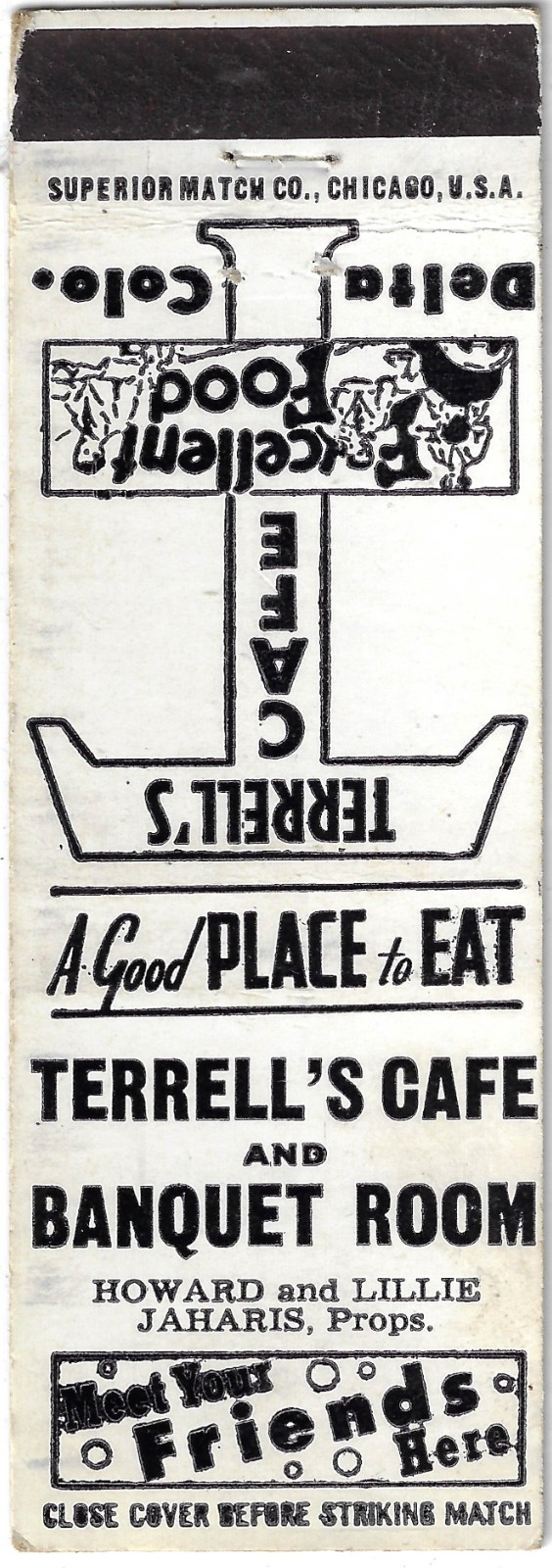 Vintage Matchbook Cover Terrell\'s Cafe Delta Colorado