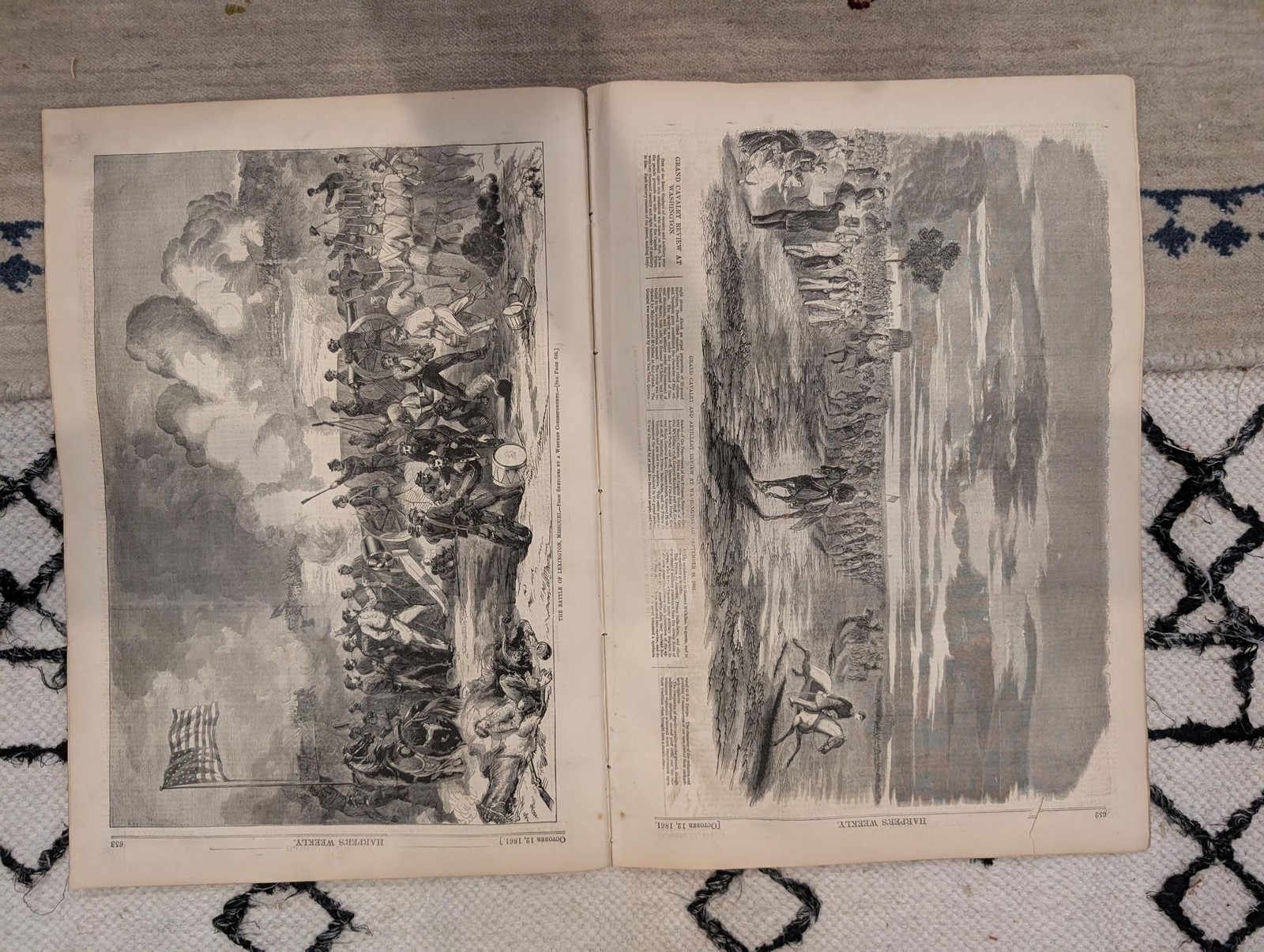 1861 Battle of Lexington Missouri Harpers Weekly Oct 12 Our Generals Centerfold