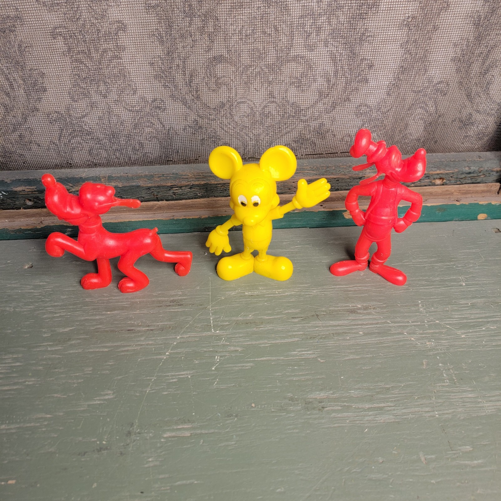 VTG Lot Of 3 Louis Marx Hard Plastic Mickey Mouse Disney Docked Pluto Goofy