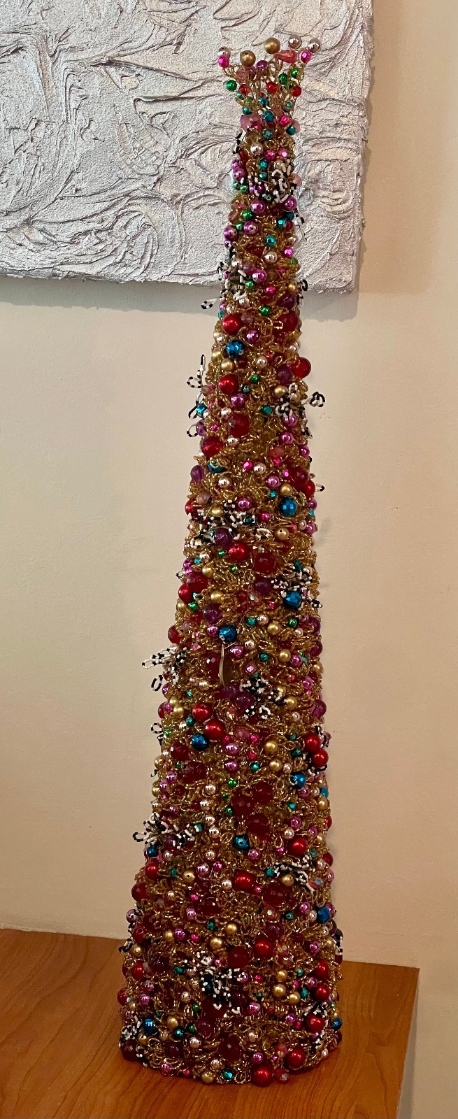 MacKenzie-Childs Bijou Beaded Jewel Tones Christmas Tree Tabletop 28\