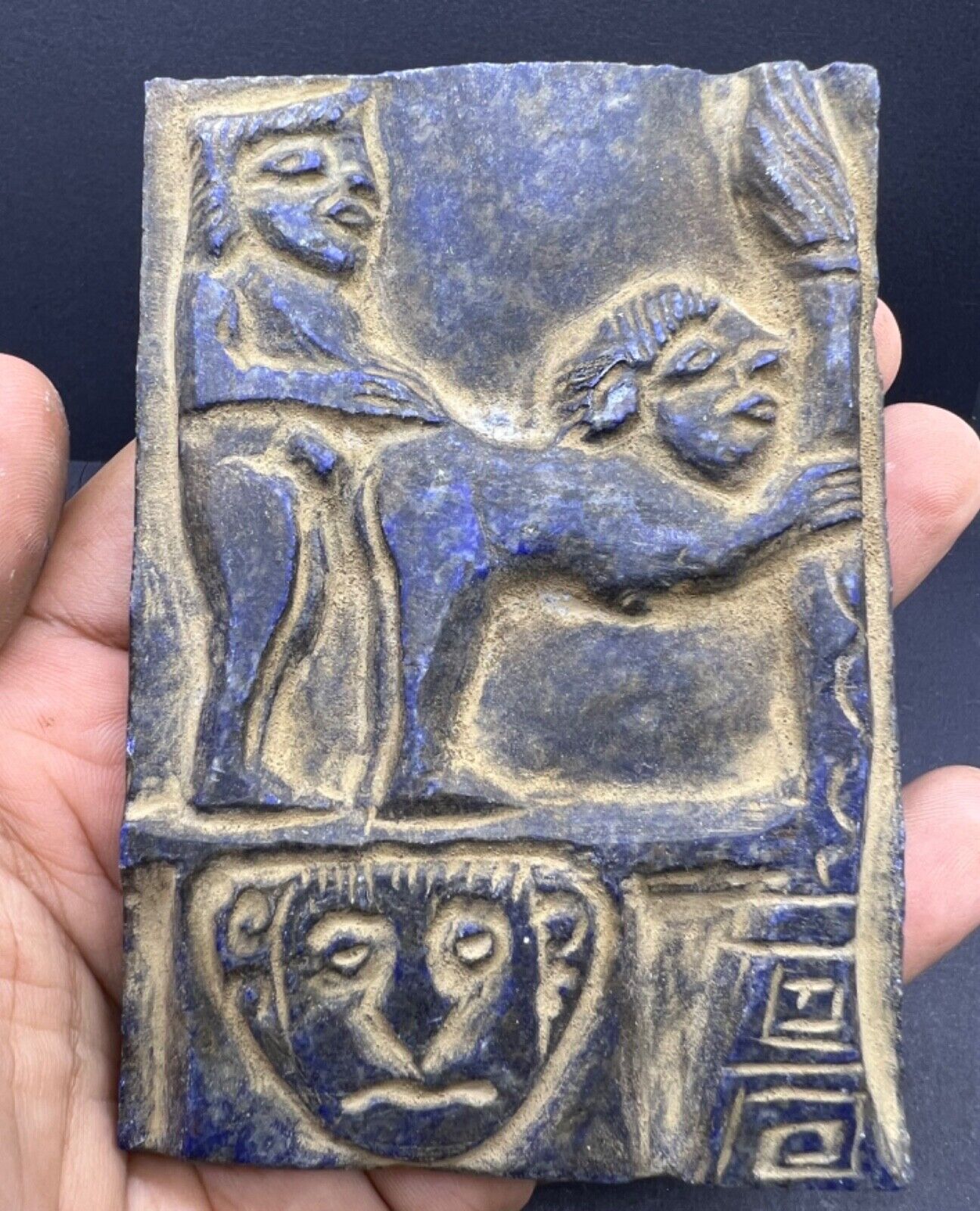 Bactrian Era Two Different Kamasutra Sex Postions Engrave Lapis Stone Relief Til