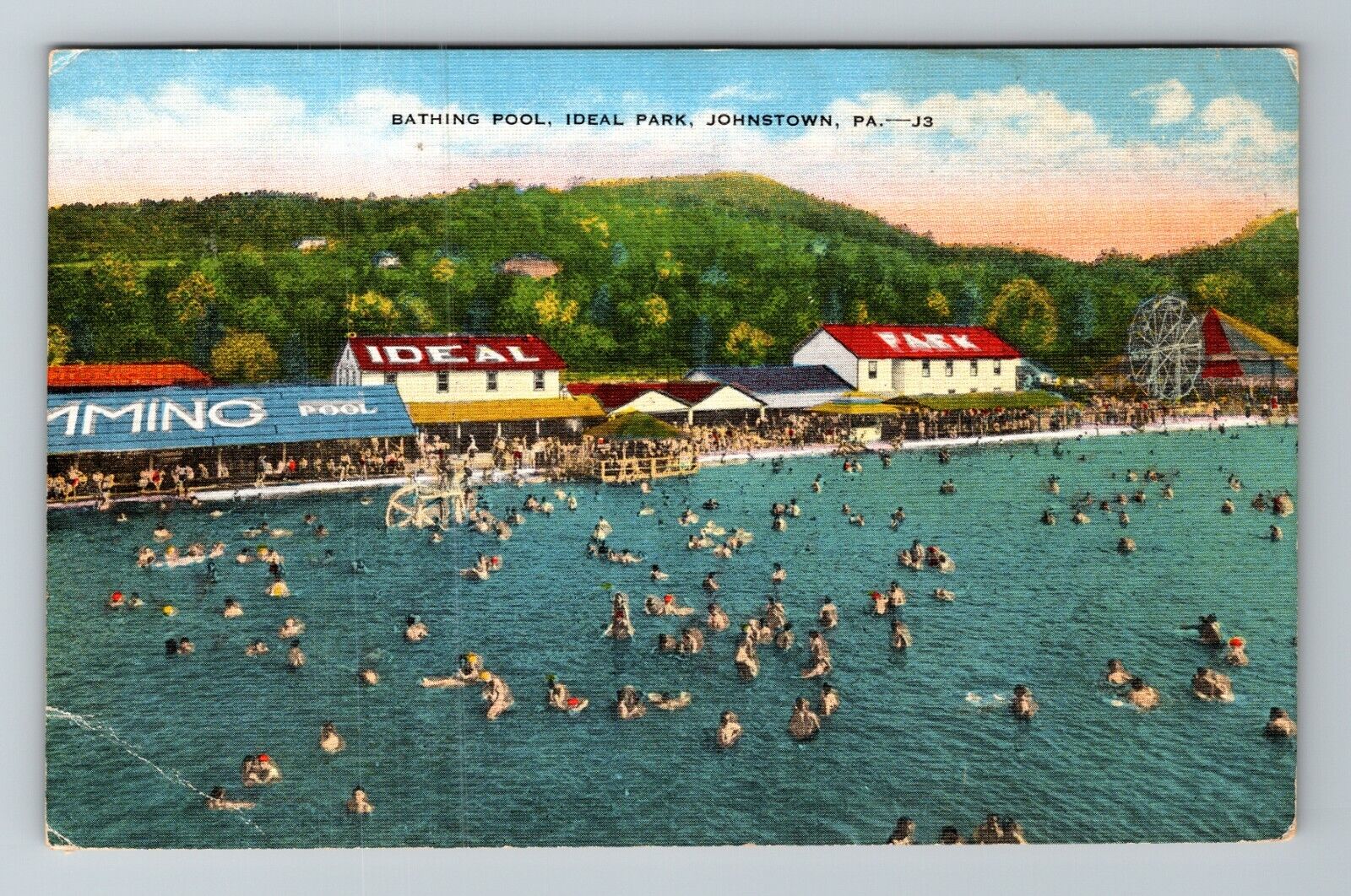 Johnstown PA-Pennsylvania, Bathing Pool, Ideal Park Vintage Souvenir Postcard