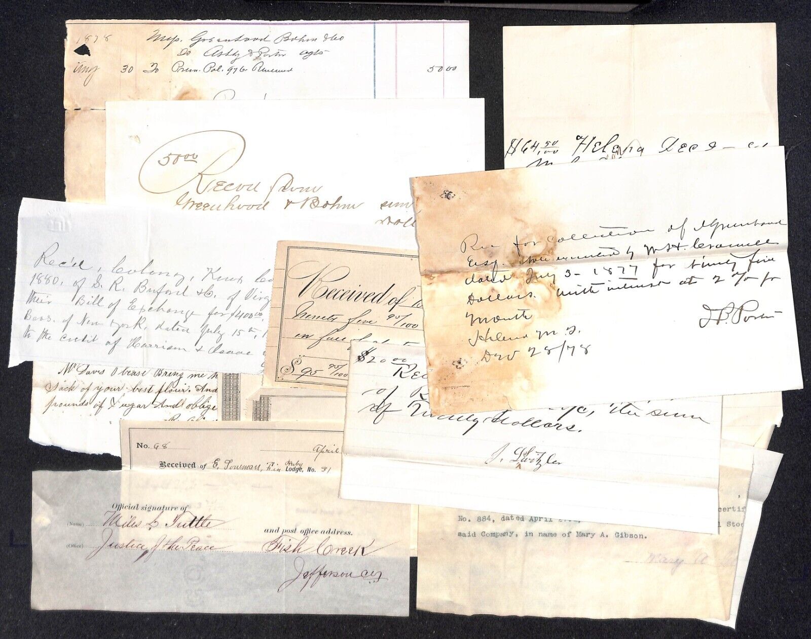  Montana Payment Receipts Group of (14) Mostly Between 1875-1887