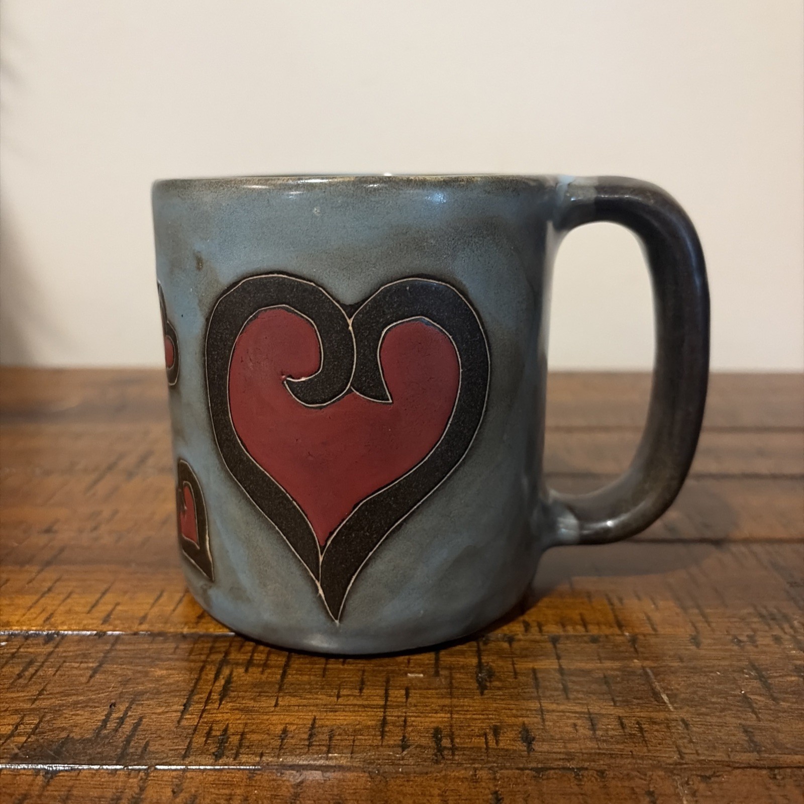 Mara Of Mexico Handmade Stoneware Pottery Lead Free 16 oz Mug Hearts Design