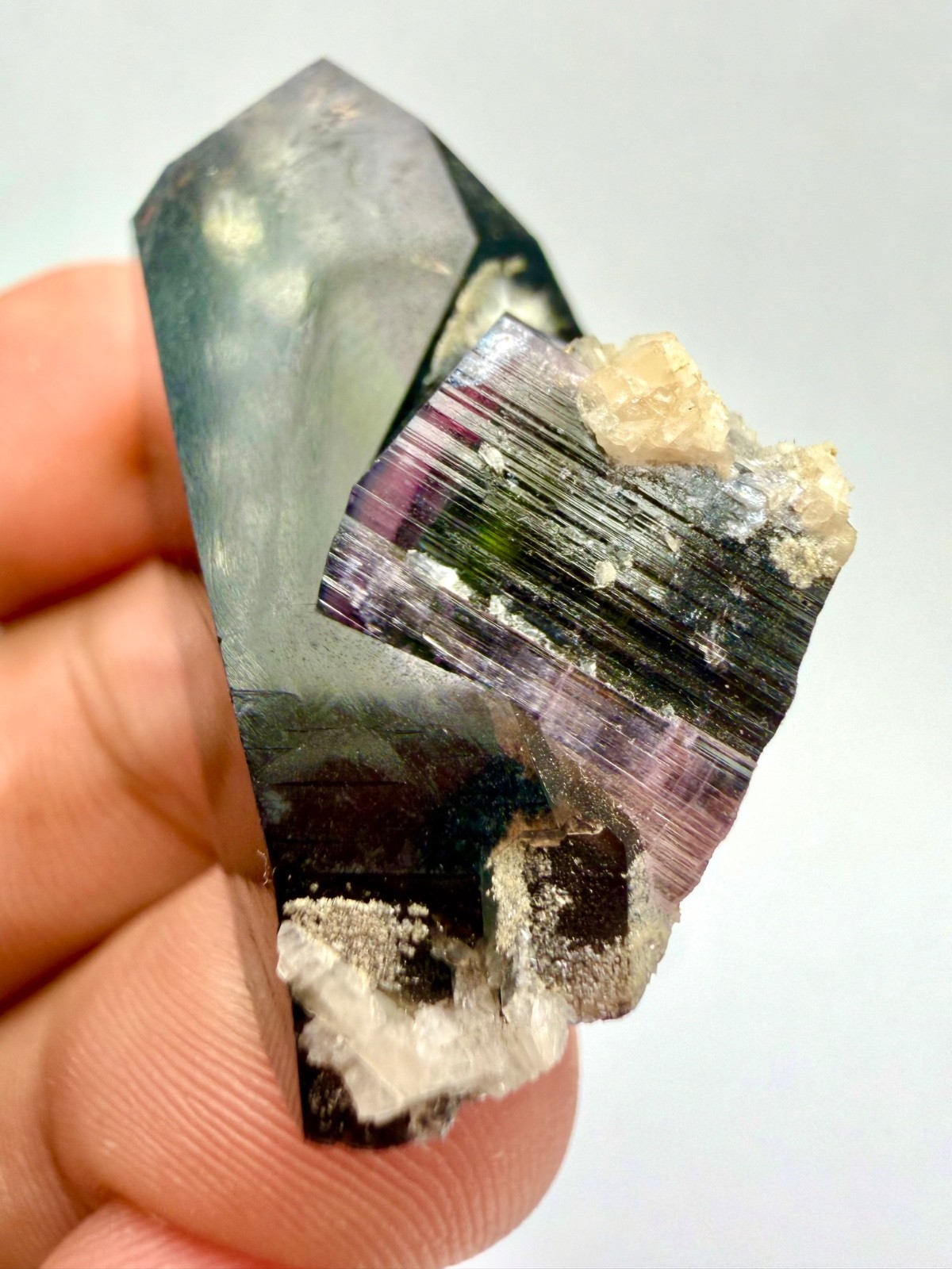 90 Carats Pink Cap Tourmaline With Smoky Quartz Combine Specimen @ Minerals
