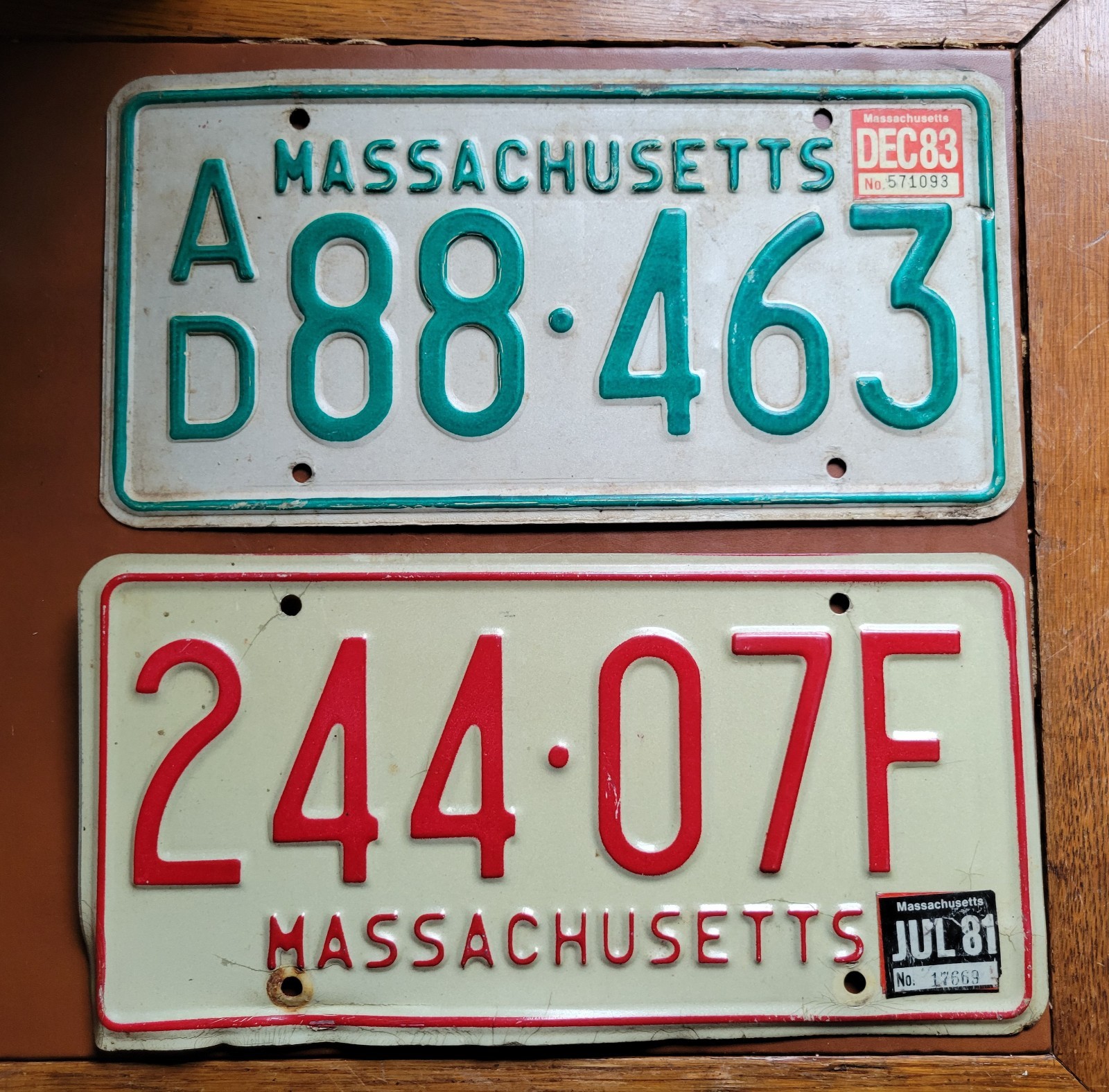 Vintage 1970s–1980s Massachusetts License Plates