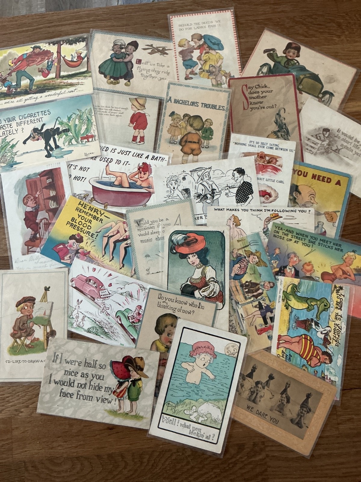 LOT OF 25 Antique 1907 - 1950s Comic, Funny ~ HUMOR ~POSTCARDS