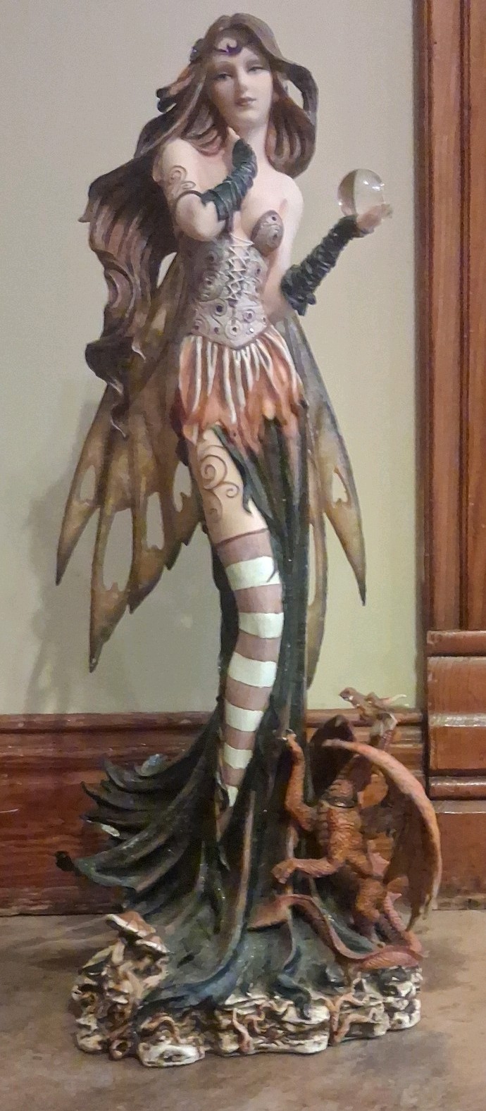 24 Inch Fairy Statue With Dragon Fantasy Fairy Statue 2 Ft Tall Fantasy Fairy 