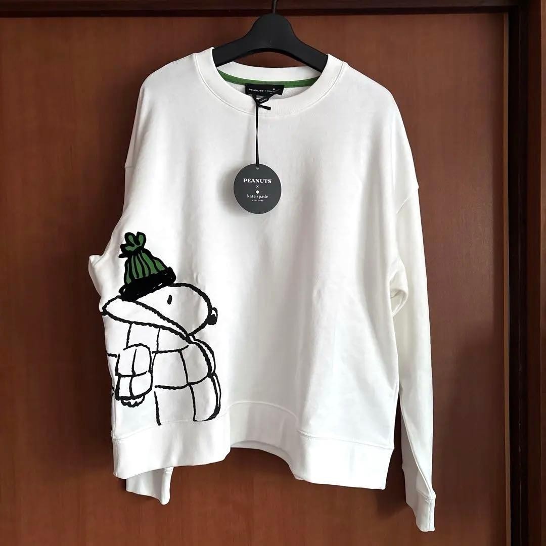 Peanuts x Kate Spade White Sweatshirt M Snoopy Down Jacket Graphic Tee