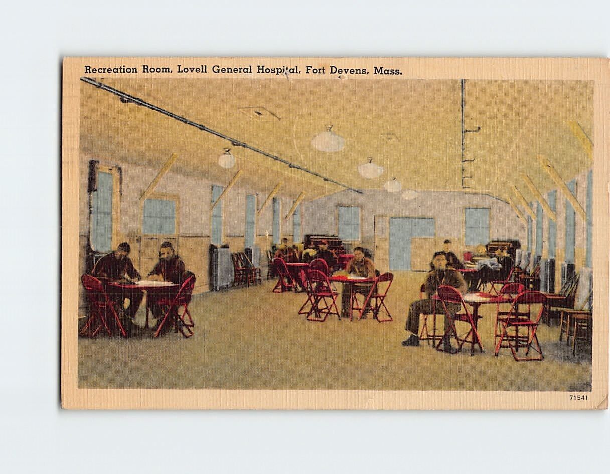 Postcard Recreation Room Lovell General Hospital Fort Devens Massachusetts USA