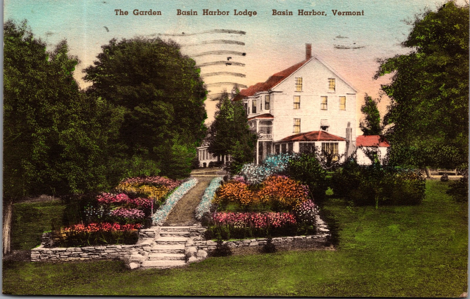 1941 The Garden Basin Harbor Lodge Vermont VT Postcard