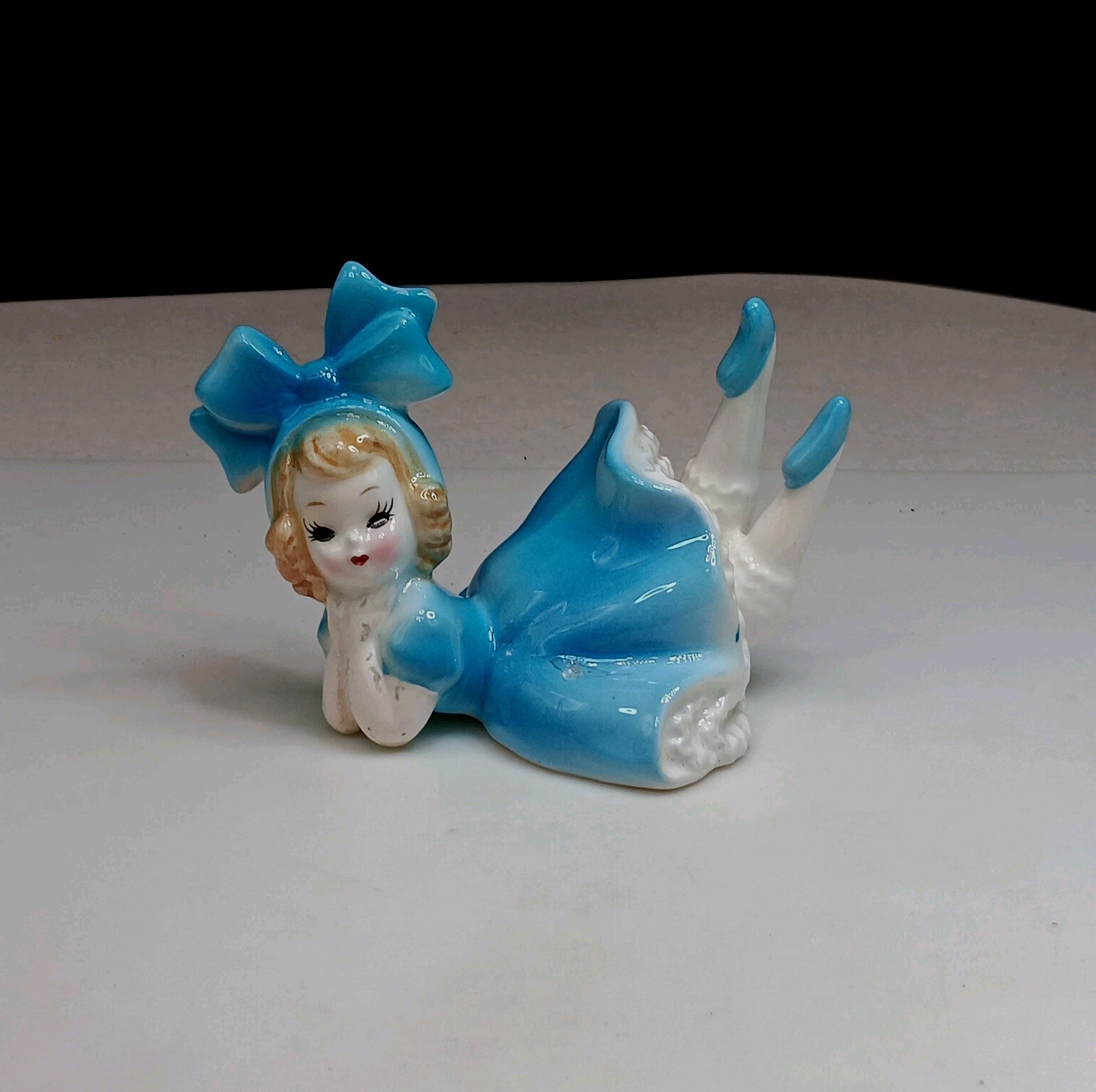 Vintage Lefton-Japan- Bloomer Girl Big Bow Petticoat Ruffled Dress Figurine Vintage Lefton-Japan- Bloomer Girl Big Bow Petticoat Ruffled Dress Figurine