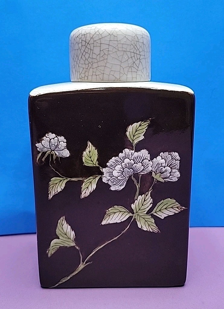 Fabienne Jouvin Paris Chinoiserie Flower Glazed Porcelain Jar with Lid