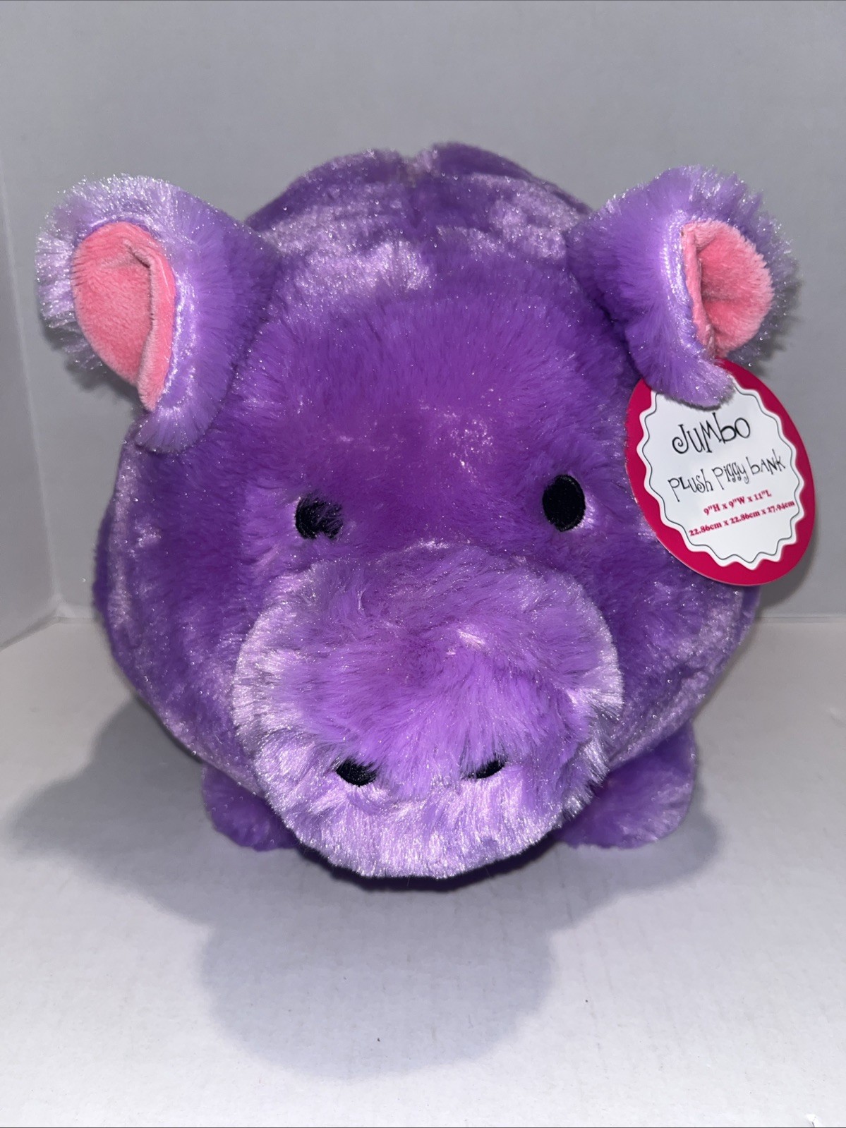 FAB NY Jumbo Plush Piggy Bank Purple 11” Hug Me & Fill Me With Tags