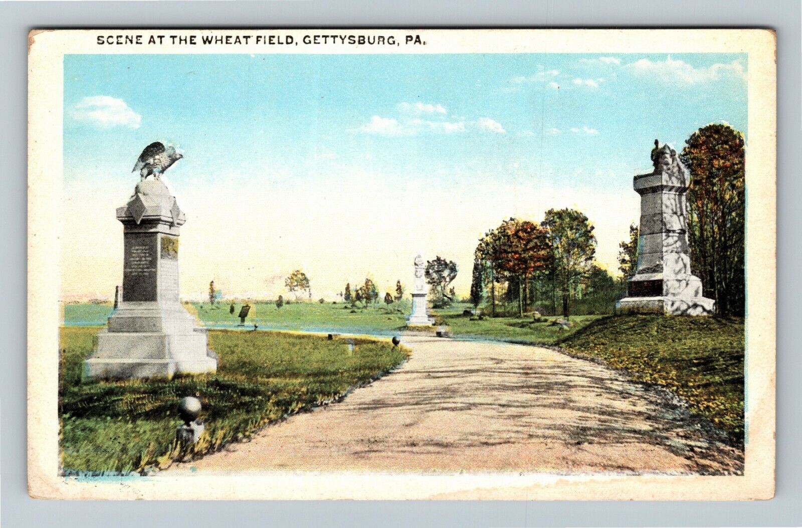 Gettysburg PA-Pennsylvania, Scene At The Wheatfield, Monuments Vintage Postcard