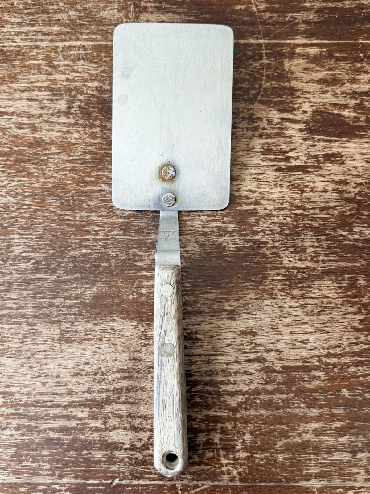 Vintage Maid of Honor Stainless Short Wood Handle Spatula Flipper Turner USA Vintage Maid of Honor Stainless Short Wood Handle Spatula Flipper Turner USA