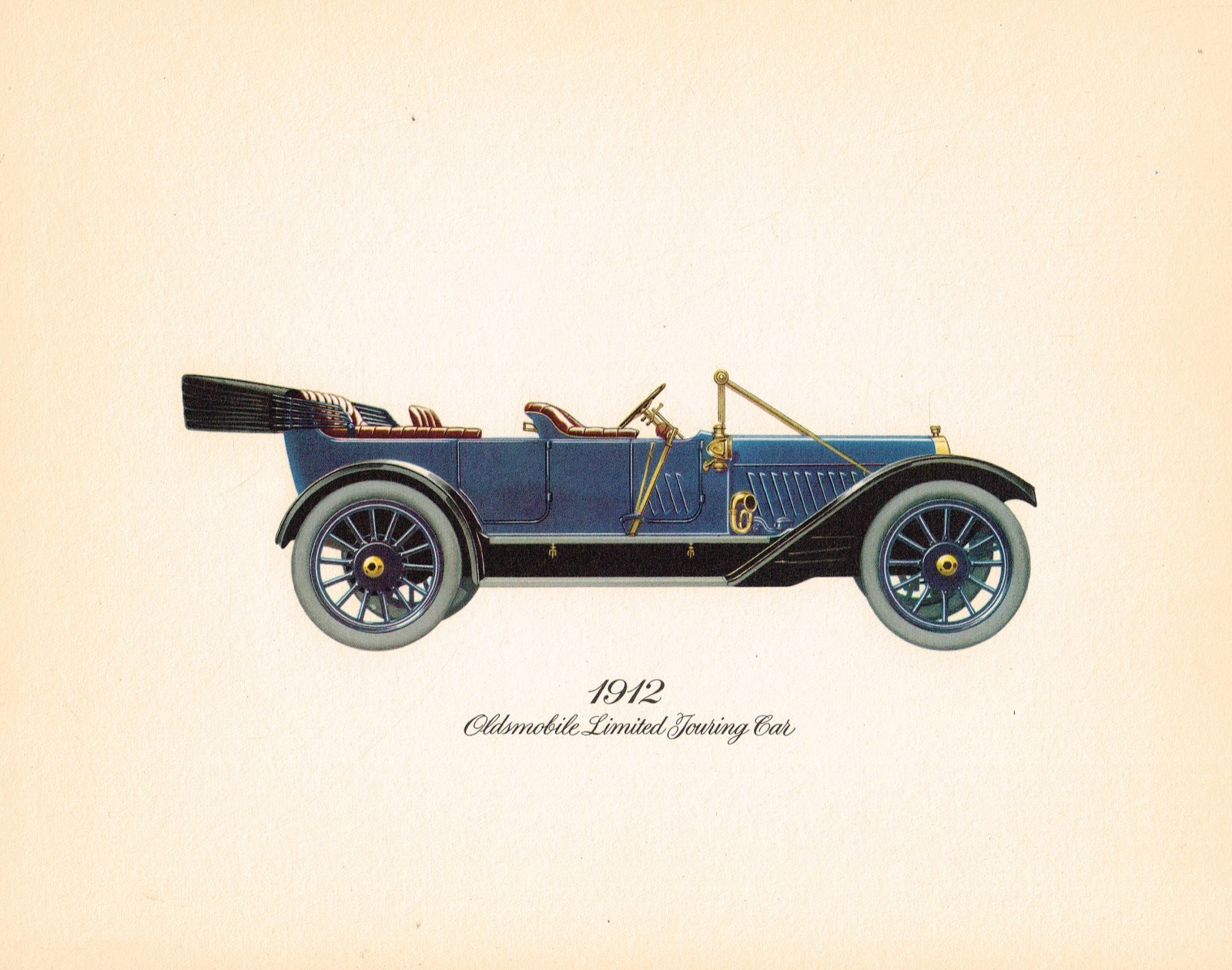 Vintage 1912 OLDSMOBILE Ltd Touring Antique Car Lithograph / Print / Painting