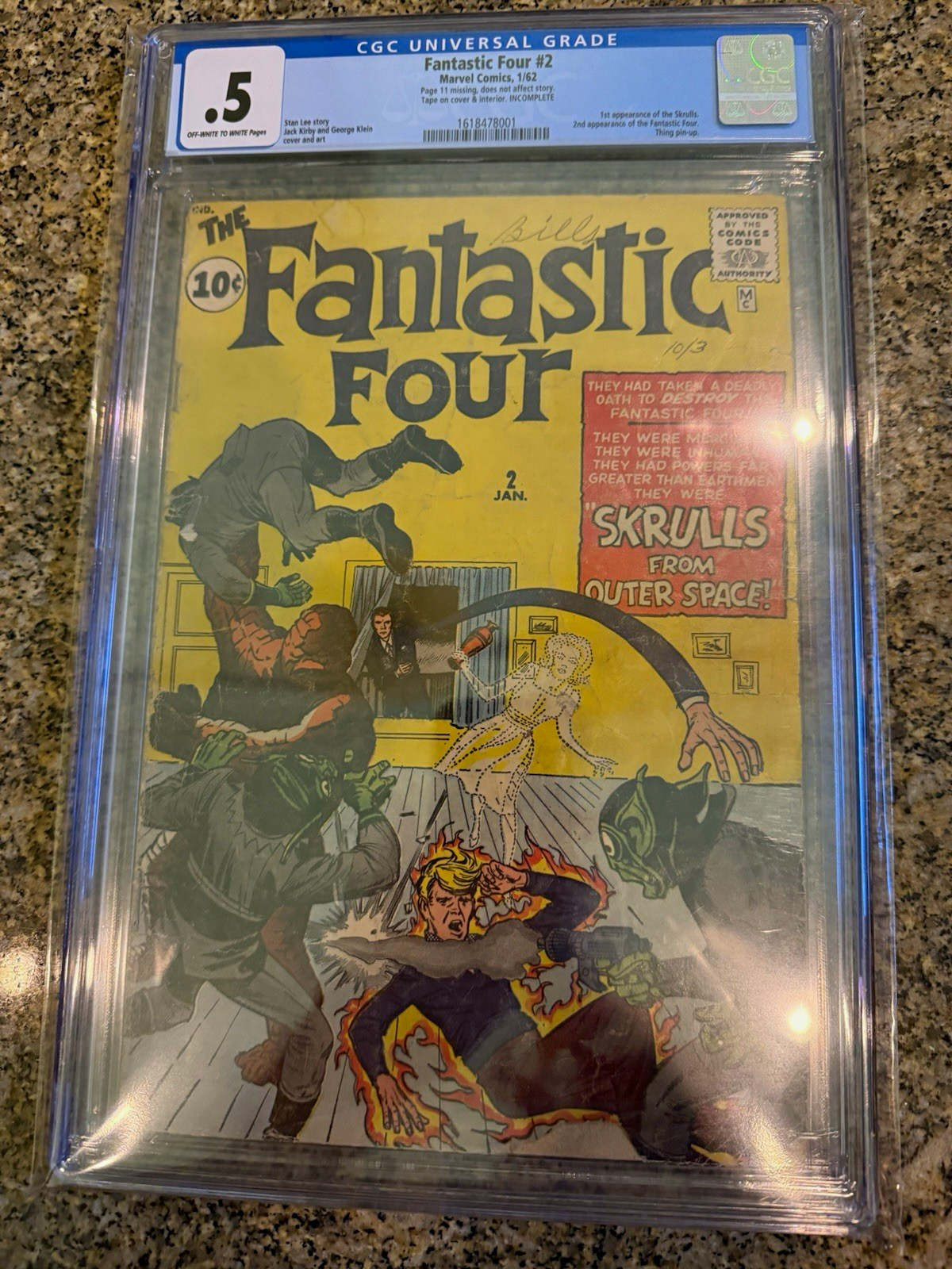 Fantastic Four #2 (1962) CGC 0.5 2nd F4, 1st Skrulls. Marvel LOOK AT AD DETAILS