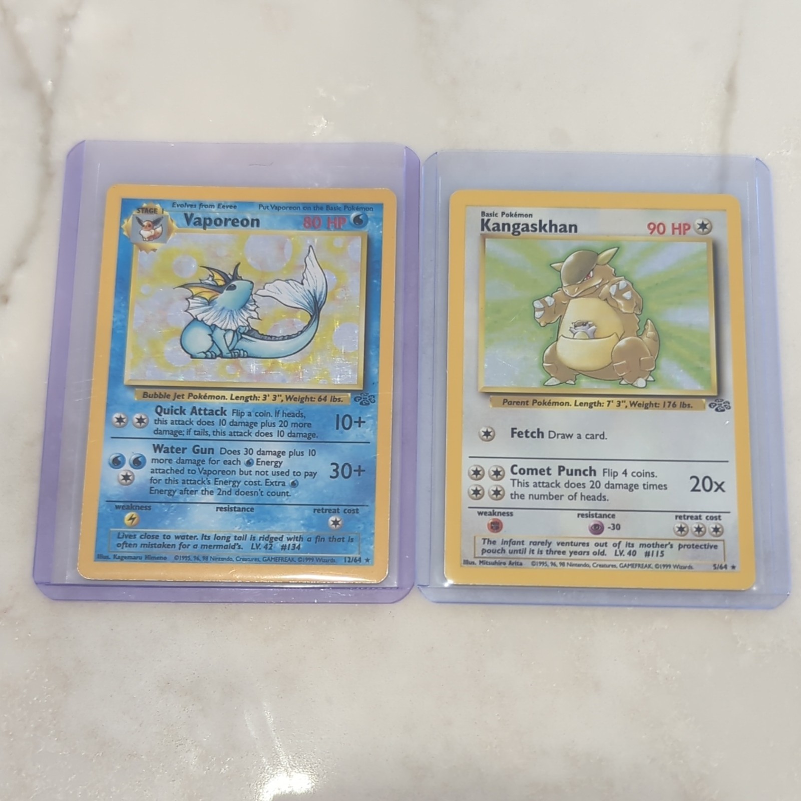 Pokémon Jungle Holo Card Lot 2x Vaporeon 12/64 & Kangaskhan 5/64 1999 EN Pokémon Jungle Holo Card Lot 2x Vaporeon 12/64 & Kangaskhan 5/64 1999 EN