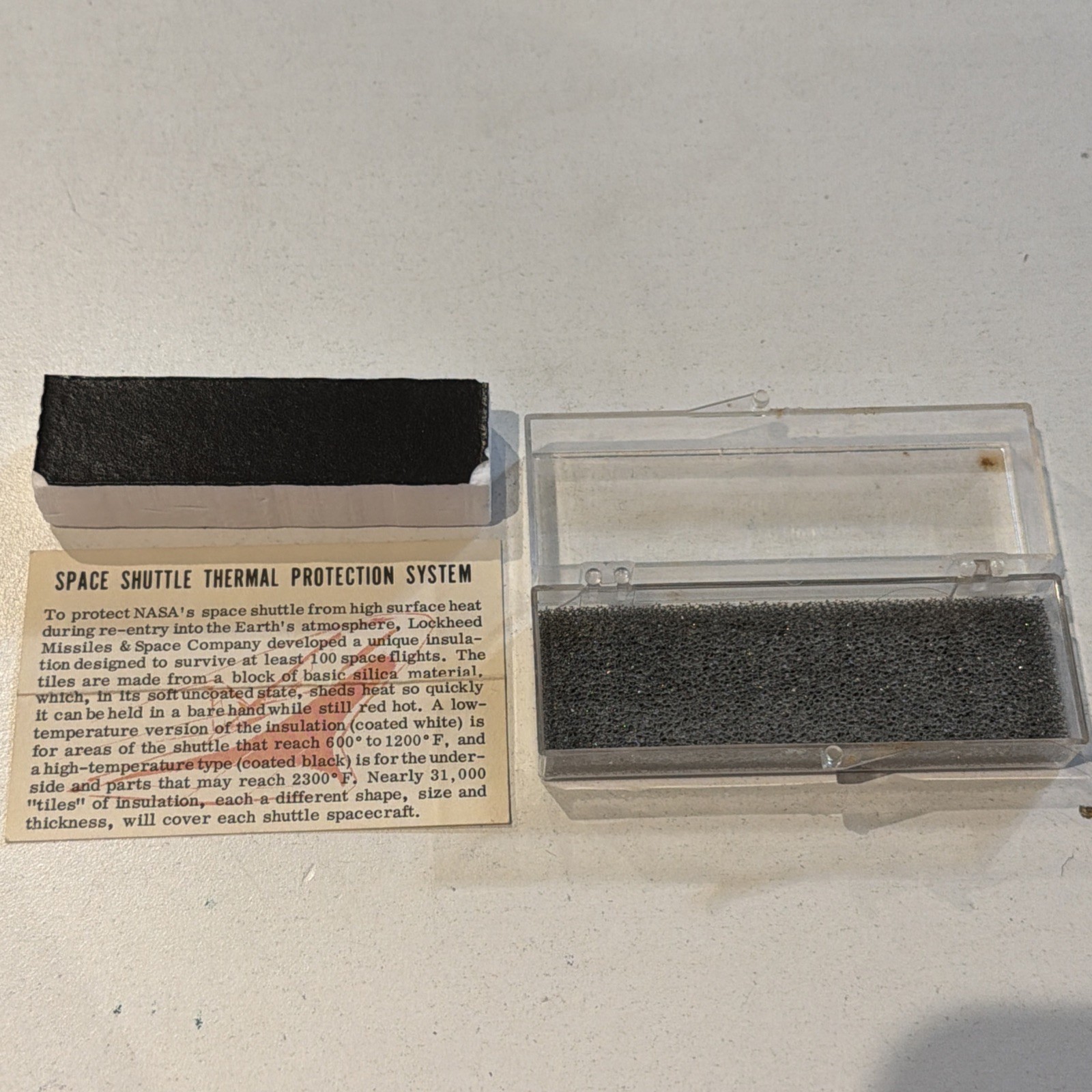 NASA Space Shuttle Thermal Protection System 3.25” Sample Tile Heat Shield