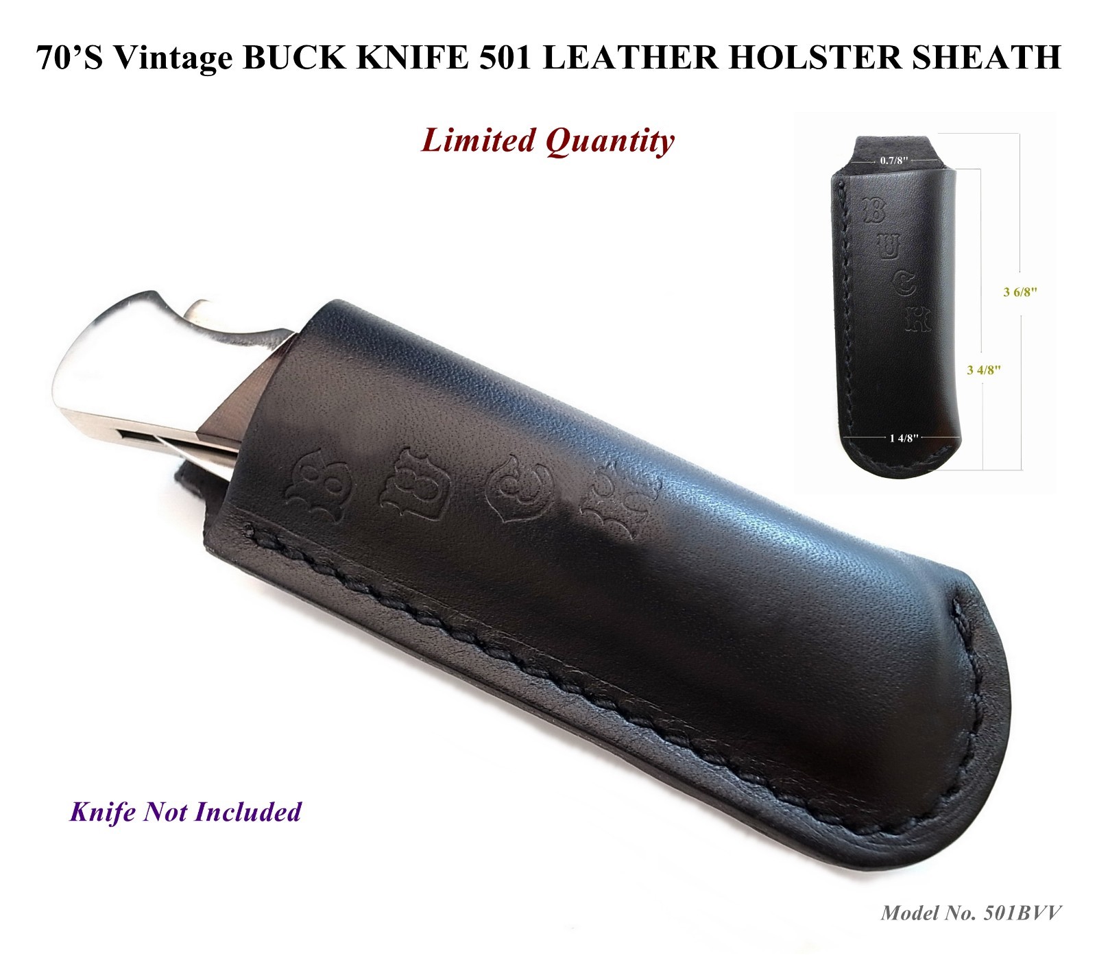 70’S Vintage BUCK KNIFE,KNIVES Model 501 LEATHER HOLSTER SHEAT(Limited Quantity)