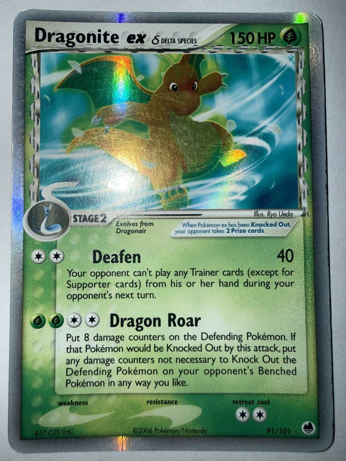 Dragonite EX - Dragon Frontiers 91/101 Ultra Rare Holo Pokemon Card MP