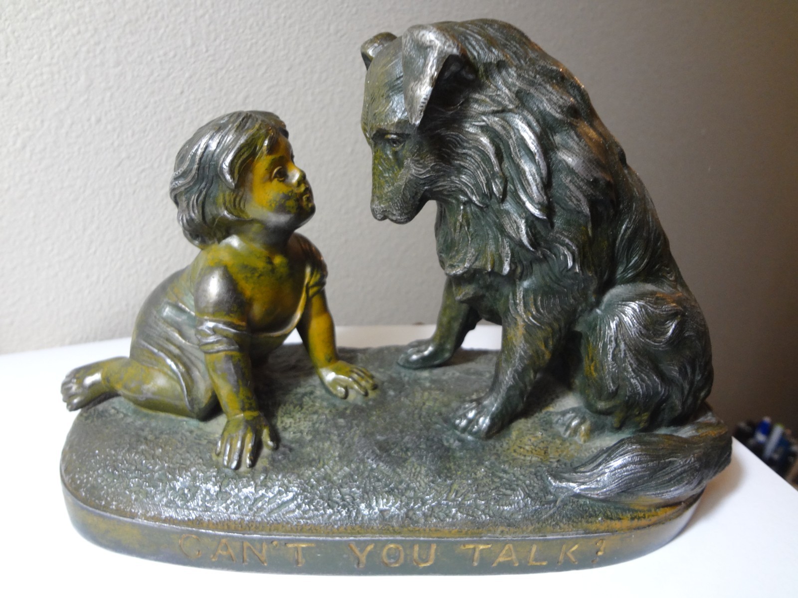 Beautiful Early Casting Baby & Collie Dog \'Can\'t You Talk?\' See Description
