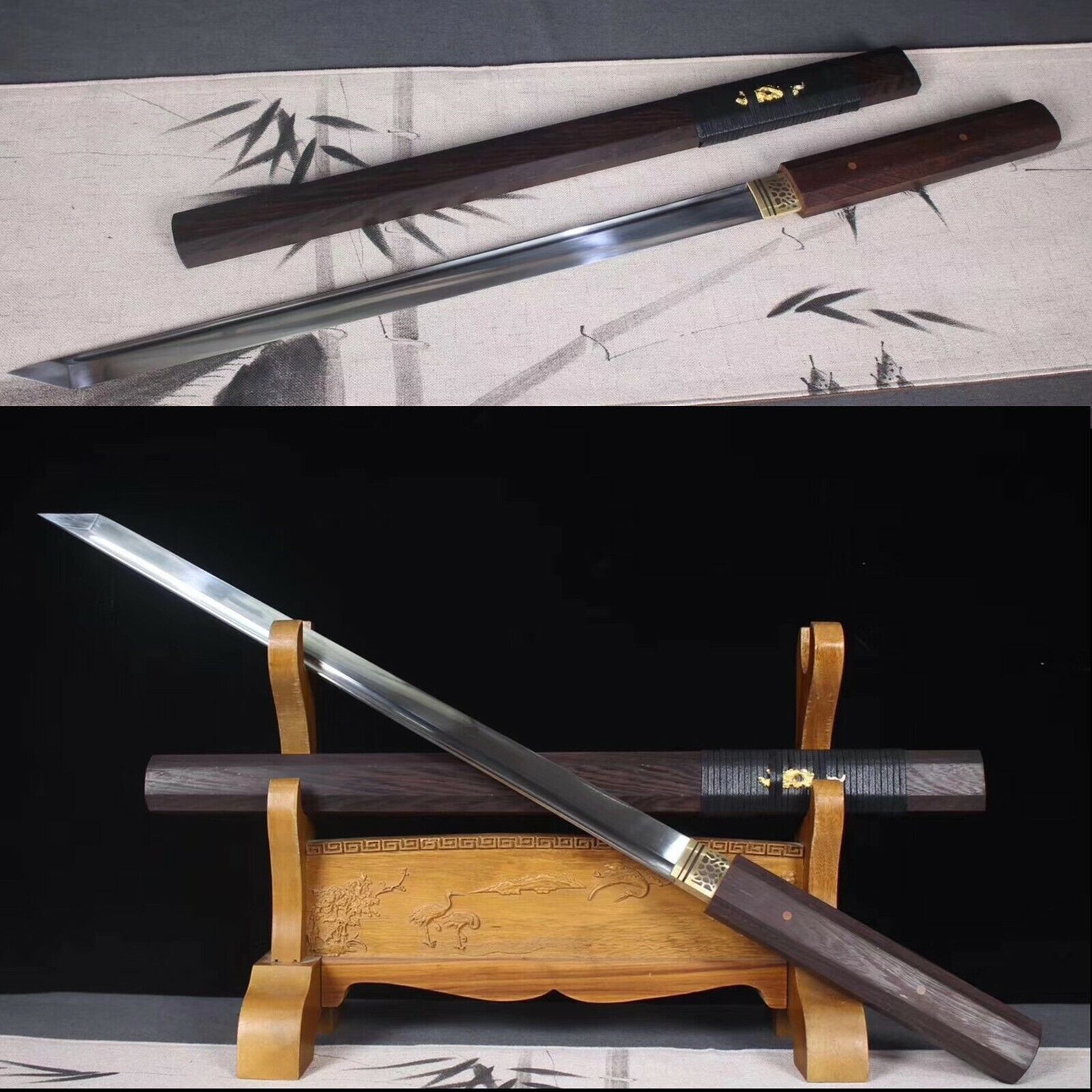 Handmade Japanese Samurai Katana T10 Steel Function Sword Wakizashi Sharp 