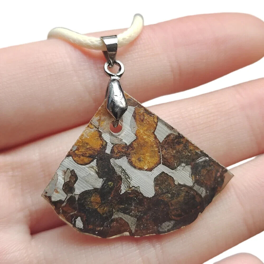 Olive Meteorite Pendant Natural Olive Meteorite Necklace Jewelry Gift-QB47