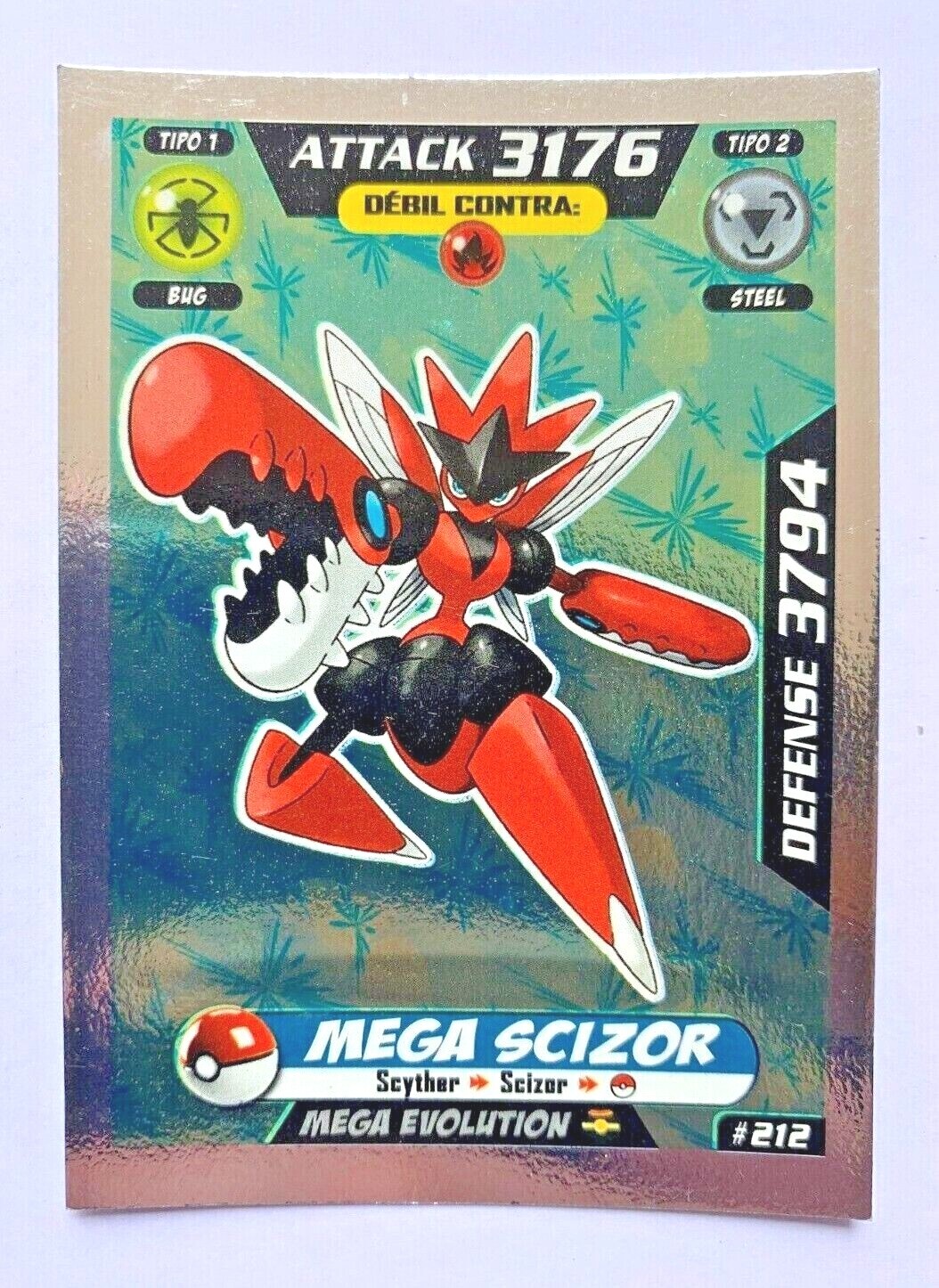 POKEMON TCG 3R V2 #212 MEGA SCIZOR Card PERU 2018 South America Edition Pokedex