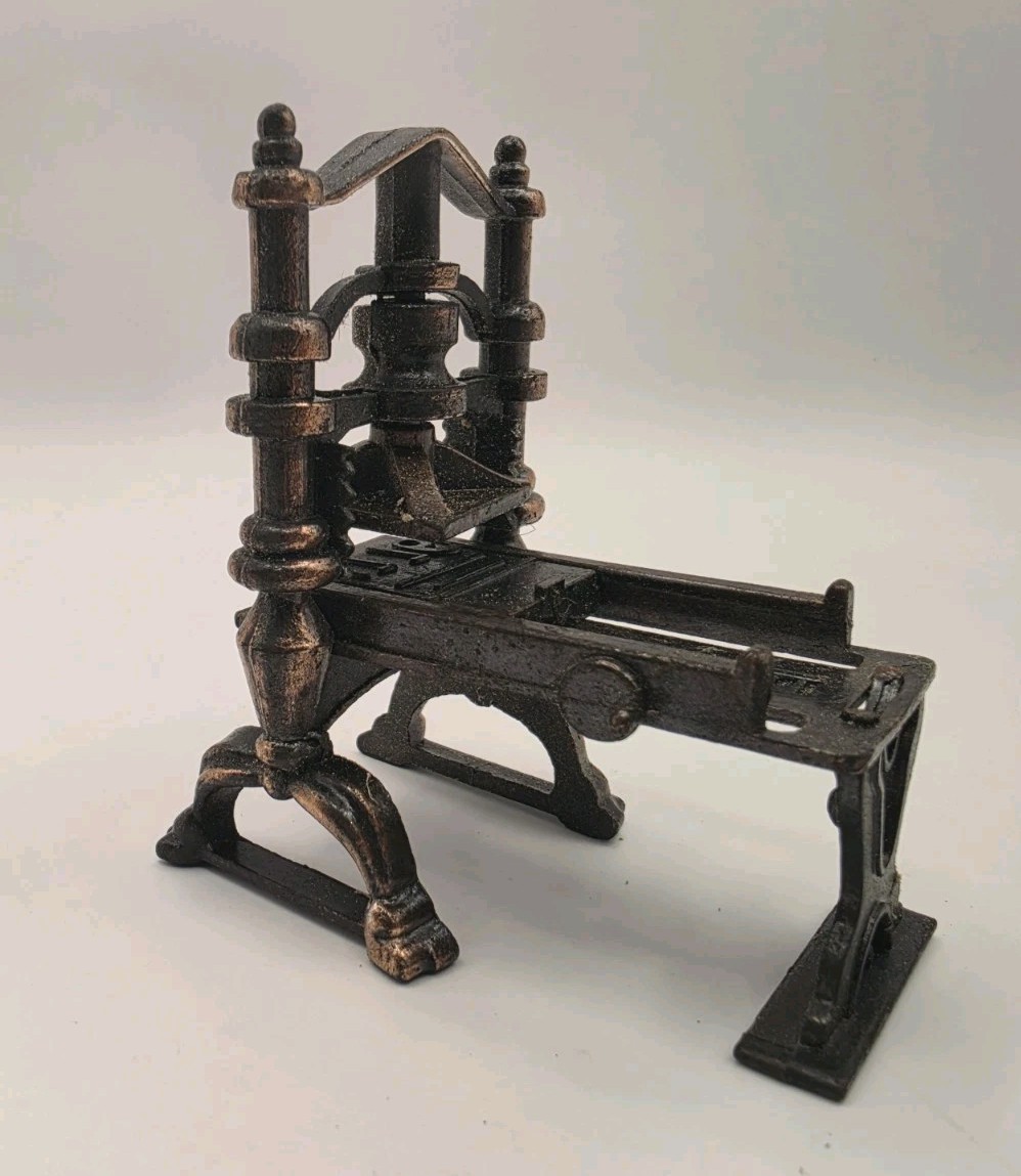 Durham Cast Iron Printing Press Paperweight 1977 Vintage Letterpress Decor USA