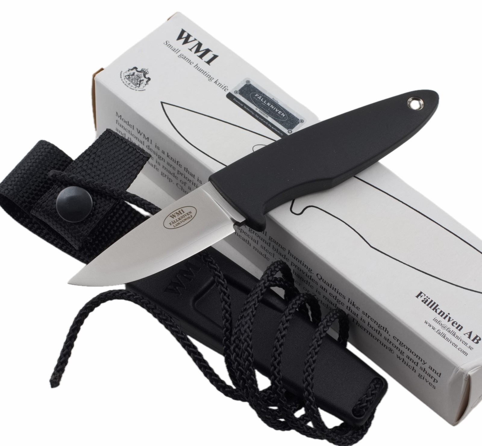 Fallkniven WM1 Sporting Fixed Blade Knife VG-10 Steel Black Thermorun Sweden