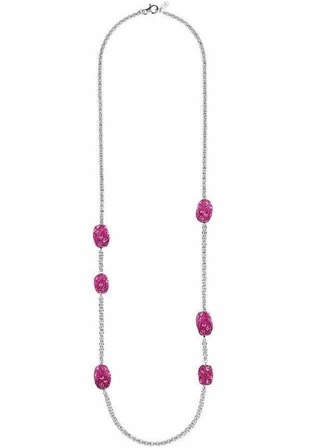 NIB $599 Atelier Swarovski Moselle Long Necklace Strandage Fuchsia Pink 5414048
