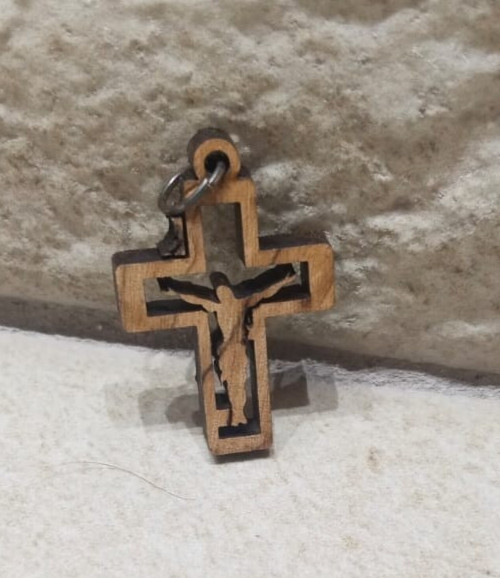 Lot X 50 Olive Wood crosses Hand Made Holy Land Jerusalem pendants Jesus Art