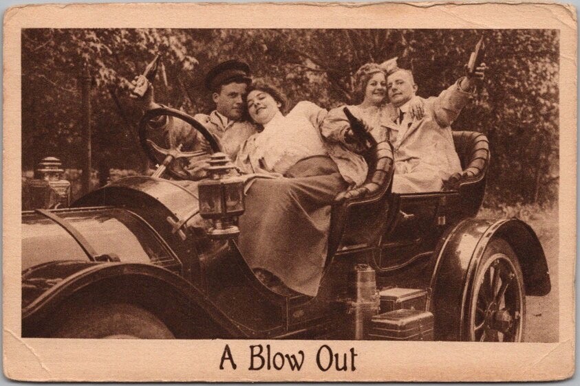 c1910s Automobile / Comic Postcard 
