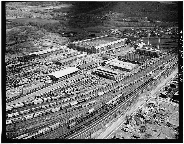 Sayre Pennsylvania Lehigh Valley Railroad Repair Shops Aerial View 1910s