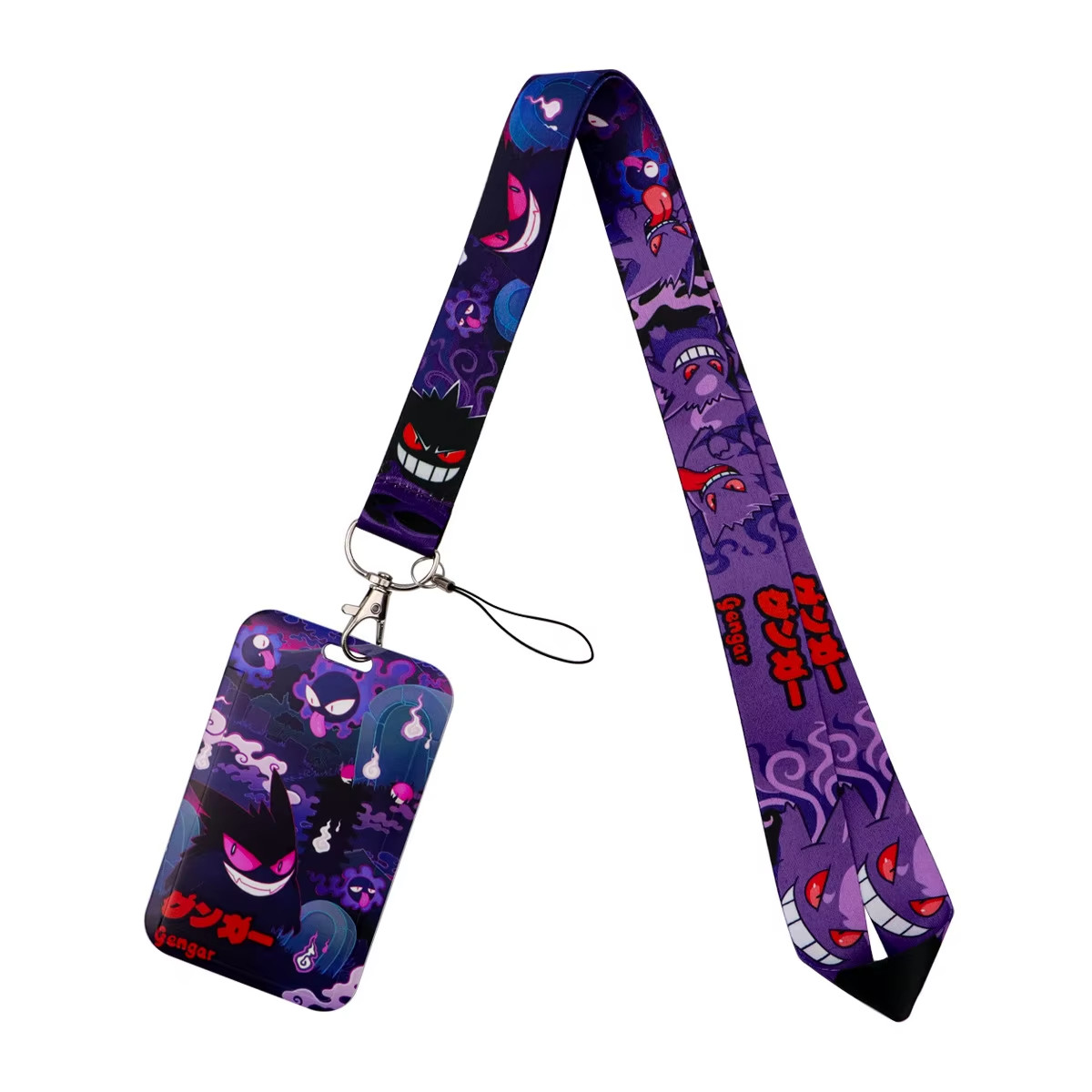 Pokemon Lanyard ID Badge Holder Gengar Keychain Neck Strap Anime Figure Pendant