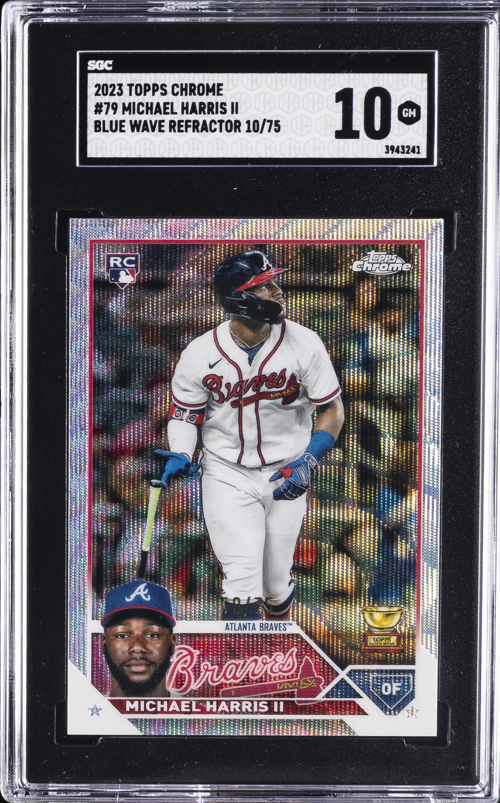 2023 TOPPS CHROME BLUE WAVE REFRACTOR #79 MICHAEL HARRIS II SGC 10 GM