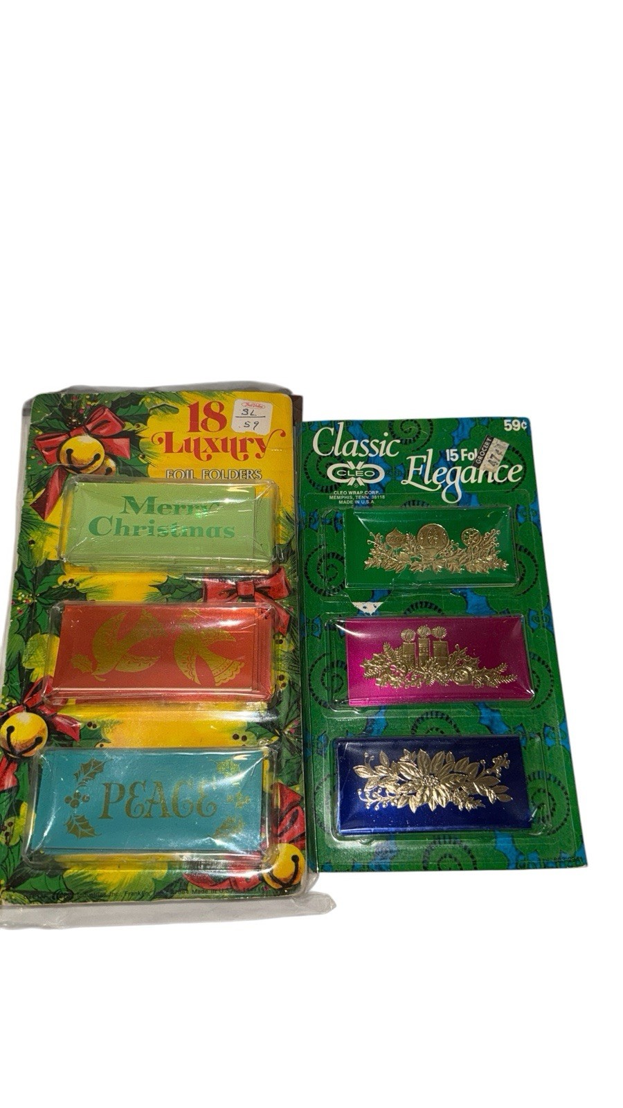 Vintage Christmas Foil Gift Folders Lot 3 Sealed Packages Cleo 51 Pieces NOS
