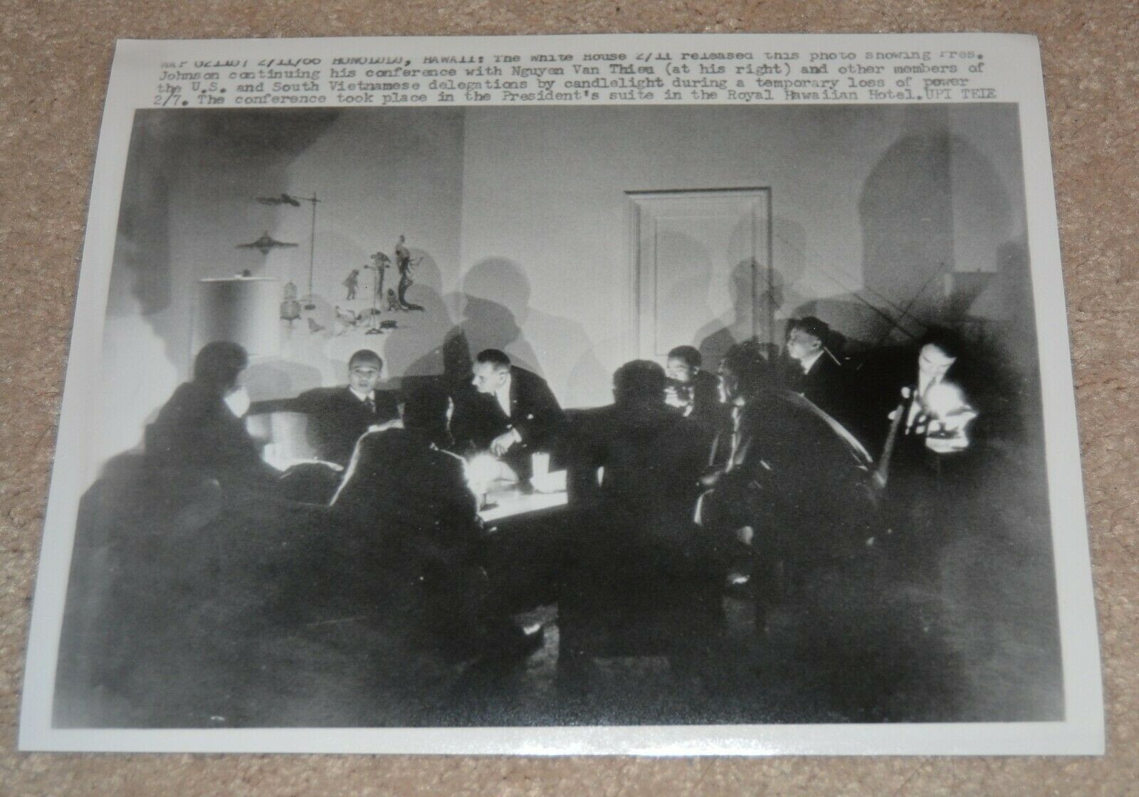 PRESIDENT LYNDON BAINES JOHNSON VINTAGE HAWAII VIETNAM ORIGINAL PRESS PHOTO 
