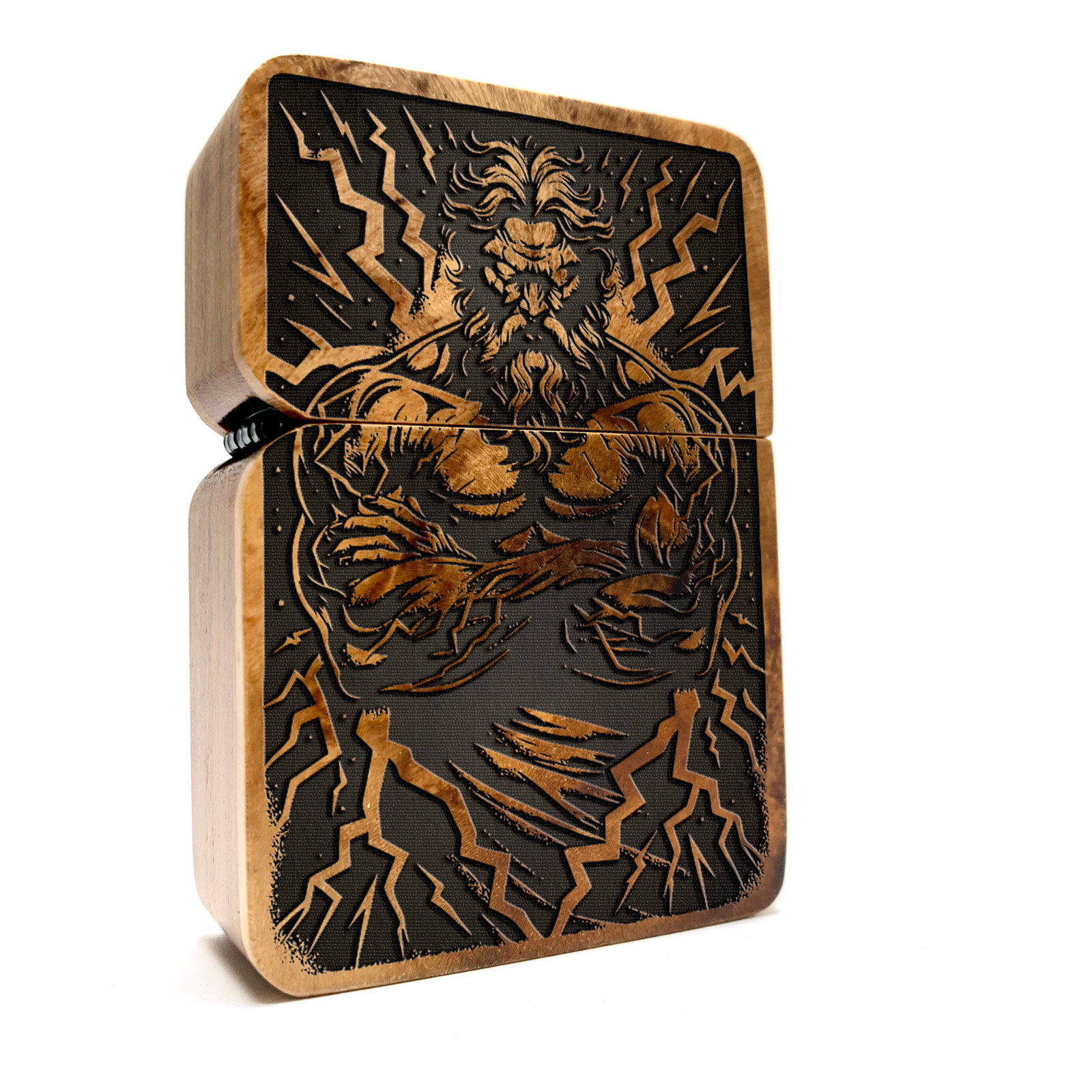 HANDMADE ENGRAVED LIGHTER - Zeus Greek Mythology Java Teakwood HANDMADE ENGRAVED LIGHTER - Zeus Greek Mythology Java Teakwood