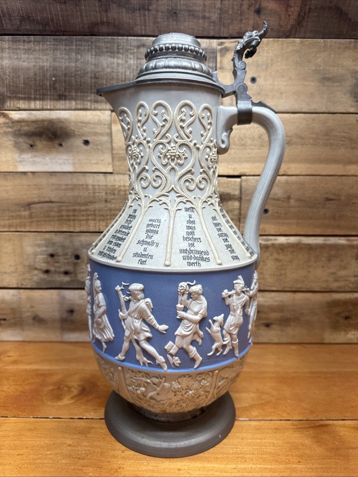 Antique Villeroy Boch Mettlach #171 12 Months 15” German Beer Stein Pitcher