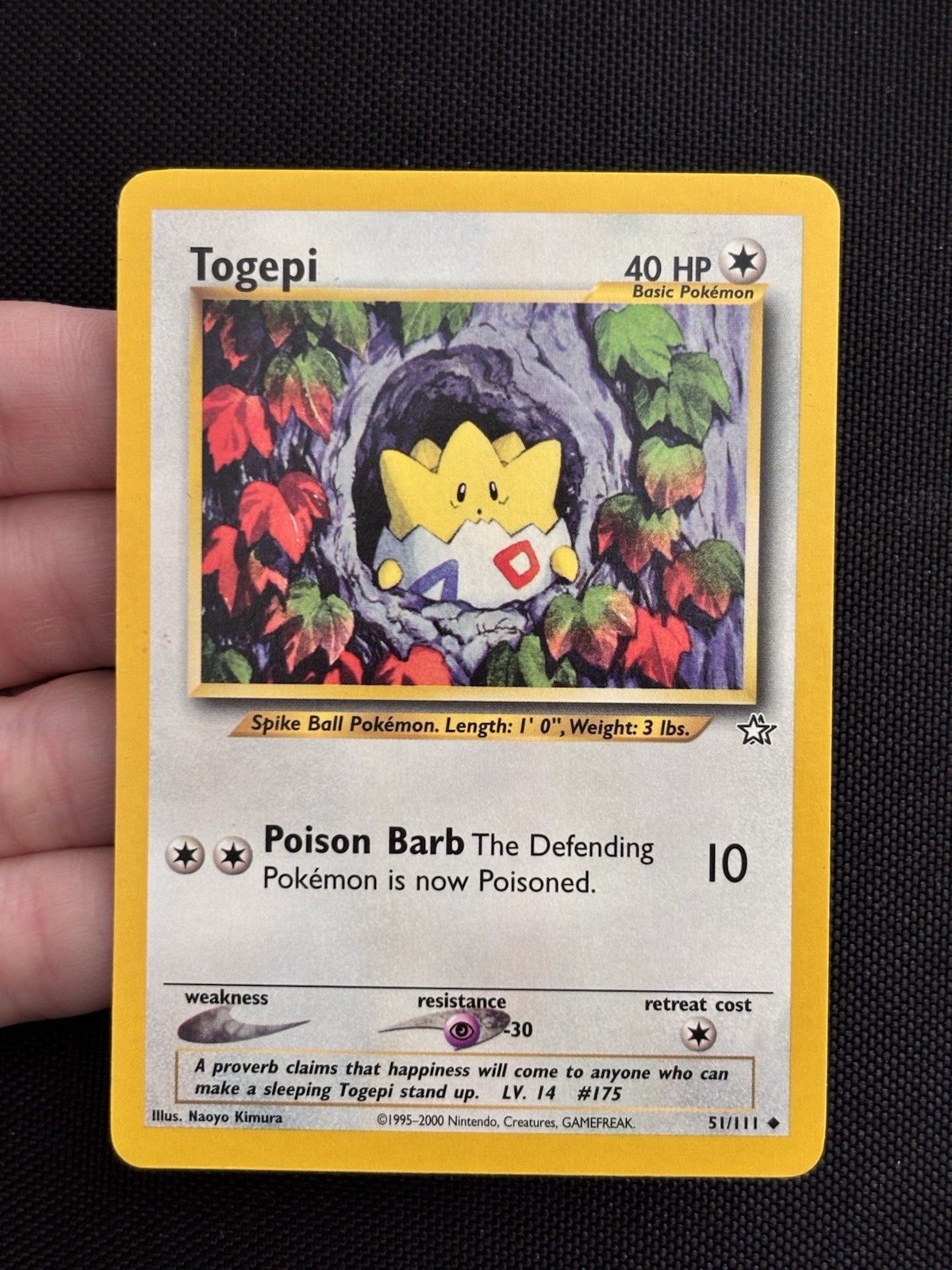 Vintage 1999 Pokemon TCG Togepi 51/111 Neo Genesis WOTC LP