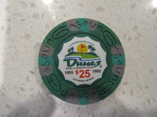 $25 Dunes Hotel Country Club Casino + FREE Mystery Las Vegas Bonus Poker Chip