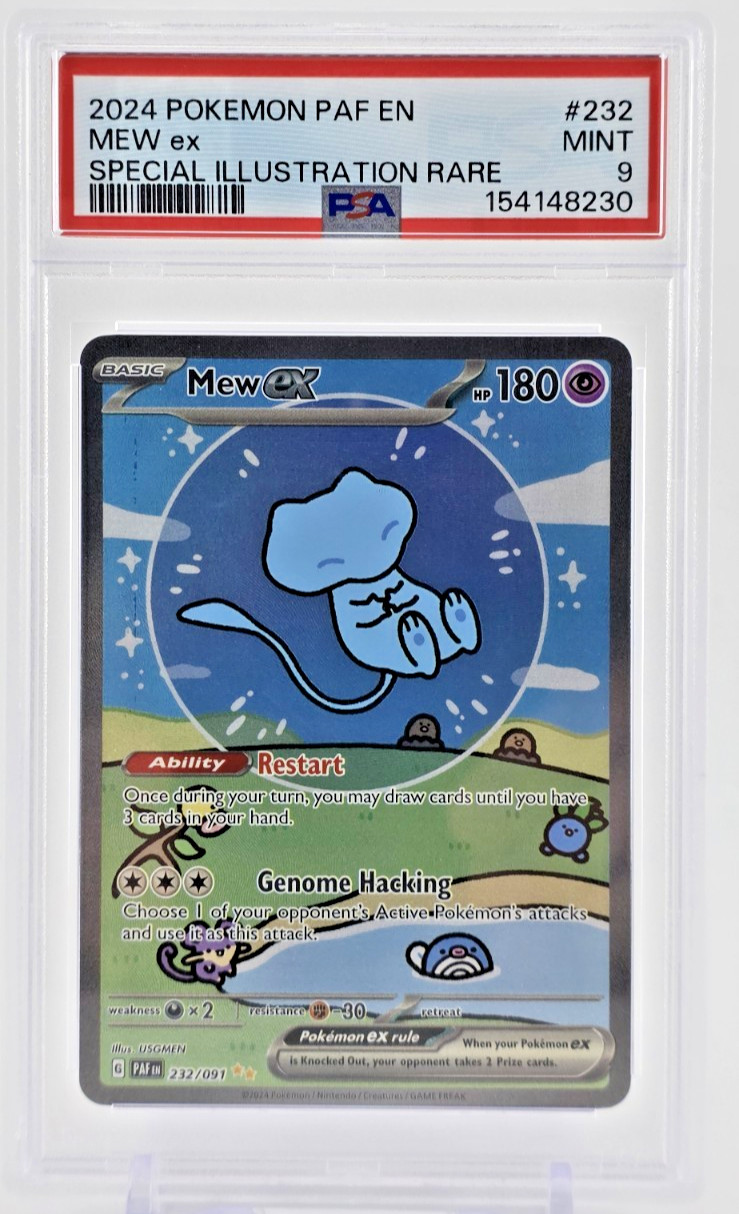 PSA 9 2024 MEW EX POKEMON CARD PAF EN SPECIAL ILLUSTRATION RARE HOLO GEM 232/091