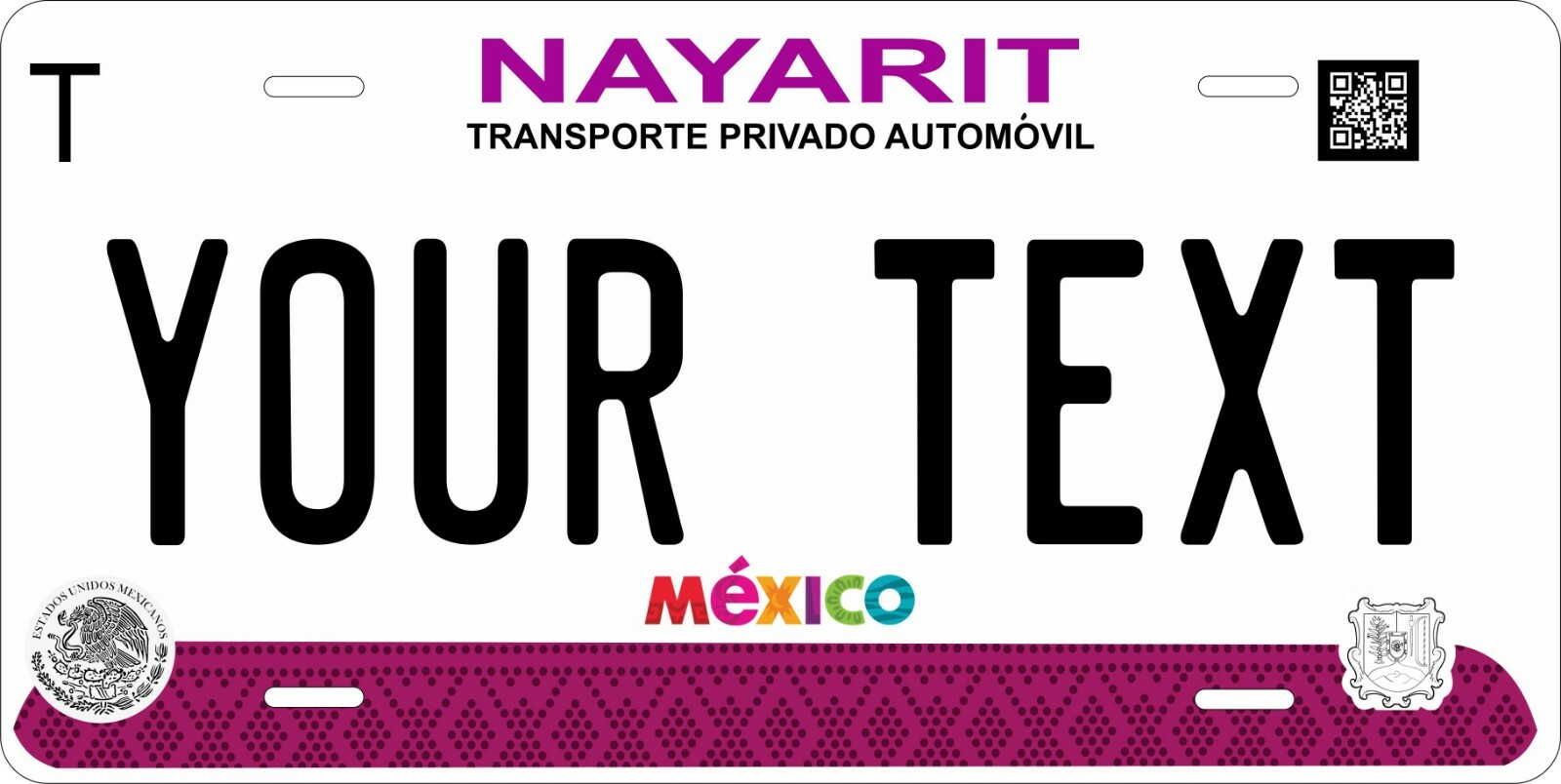 Nayarit 2017 Mexico License Plate Personalized Car Auto Bike Motorcycle Tag