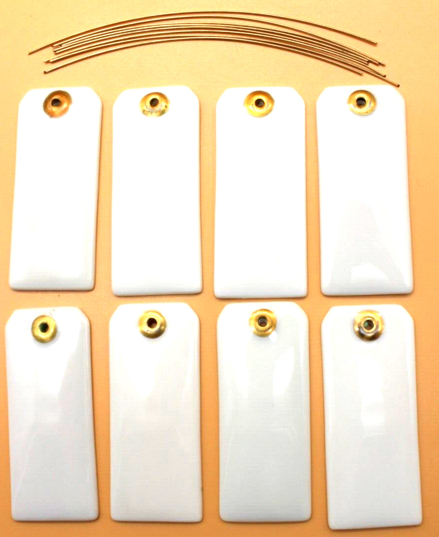 LOT of 8 ROCHARD LIMOGES France Porcelain Pendant Tags with Brass Ties