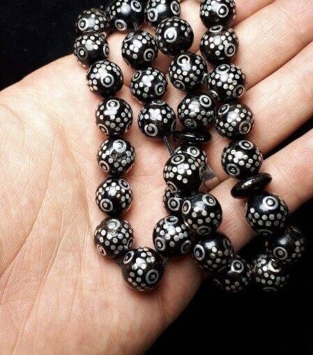 Vintage Islamic Prayer Yusr Rosary 33 Beads Tasbeh Silver Tassel Rare Tasbih